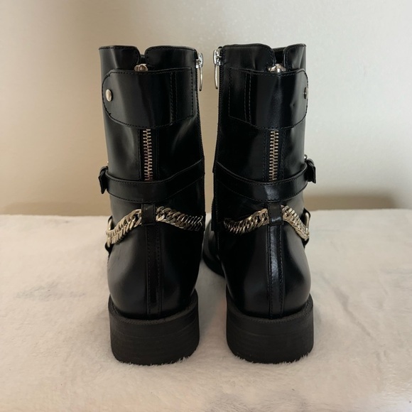 New! Retail $180 Enzo Angiolini Moto Black Leather Boots Size 9.5 - Picture 3 of 7
